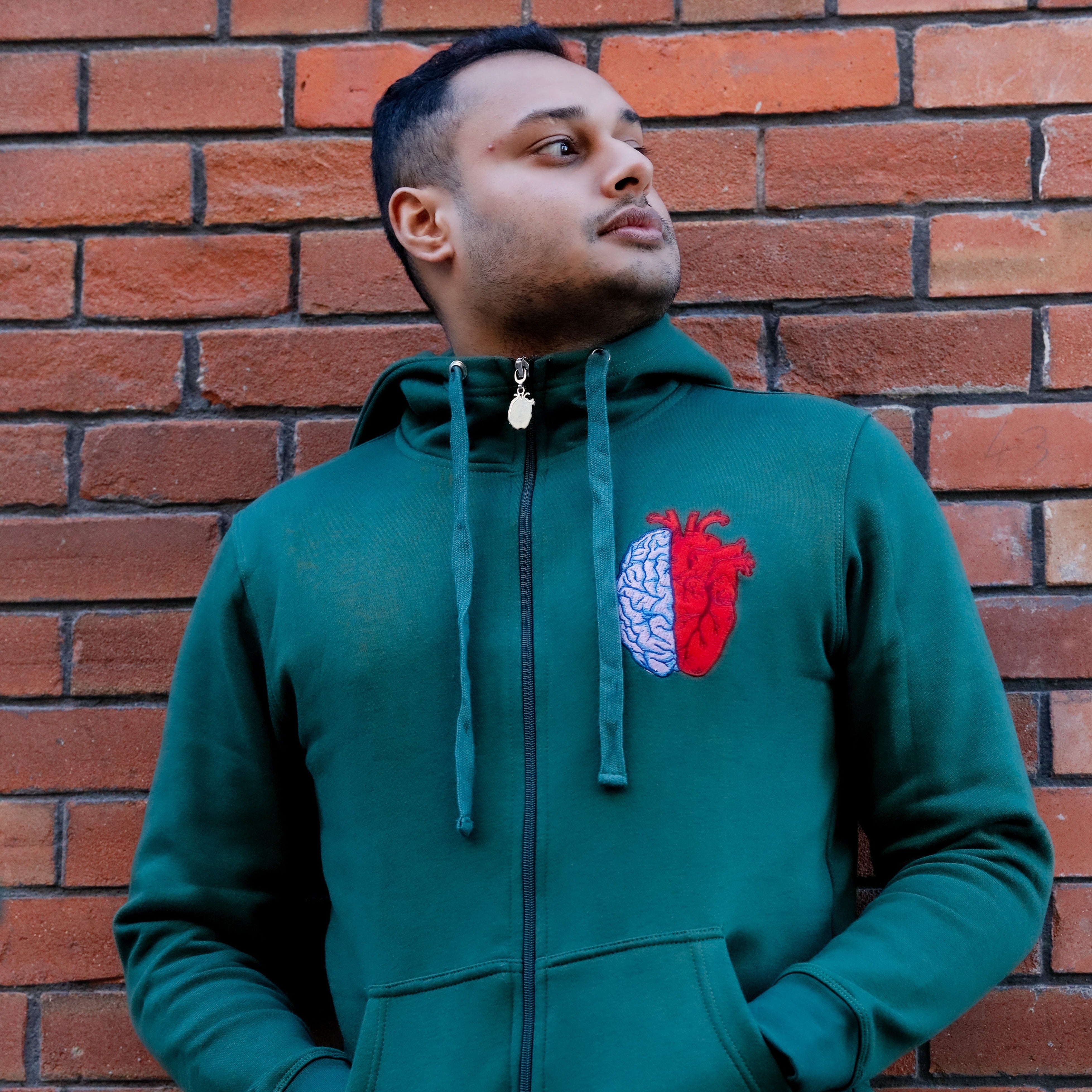 Forest Green Zip Up Hoodie Attrutrait Classic